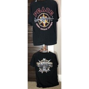 7.62 Designs Lot Of 2 Tshirts PEACE THROUGH.. & Leadslingers Only! Size Large